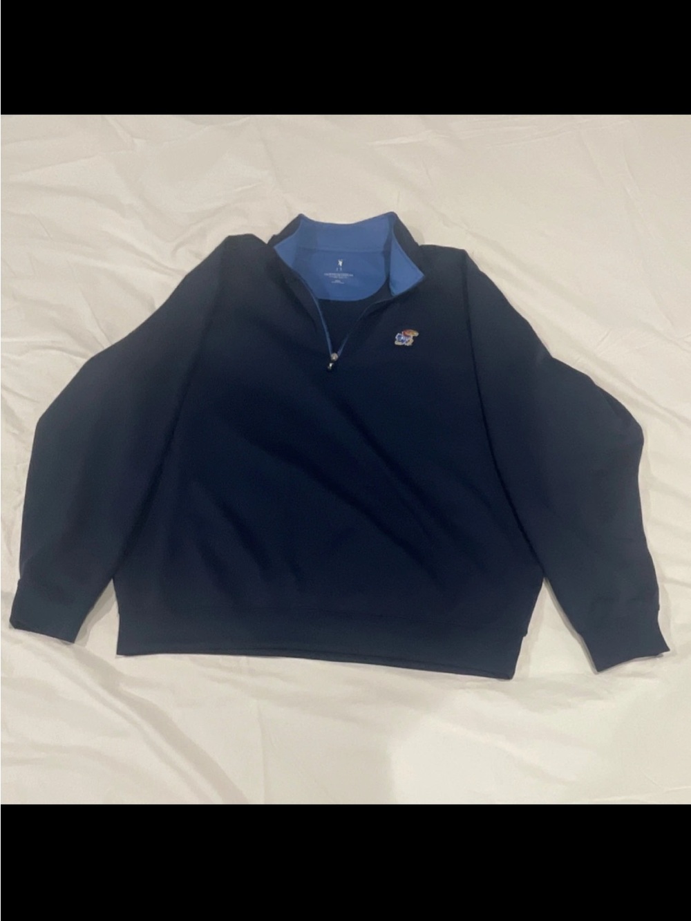 Fairway & Greene Navy Quarter-Zip Sweater with Light Blue Collar